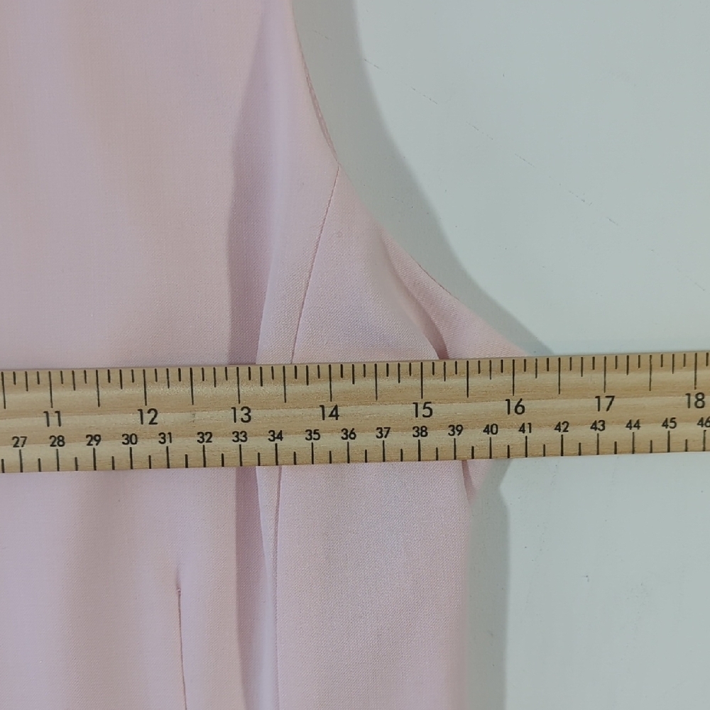 Pink Tartan Tailored Sleeveless Blouse | Light Pink Satin | Size 4 | Zip Back - Picture 10 of 12